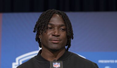 Indiana defensive back D'Angelo Ponds speaks at the podium