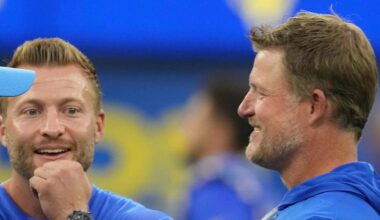 Los Angeles Rams coach Sean McVay and general manager Les Snead. Mandatory Credit: Kirby Lee-Imagn Images