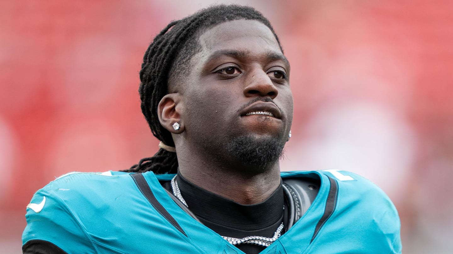 September 28, 2025; Santa Clara, California, USA; Jacksonville Jaguars wide receiver Brian Thomas Jr. (7) after the game against the San Francisco 49ers at Levi's Stadium. Mandatory Credit: Kyle Terada-Imagn Images