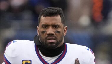 Former Seattle Seahawks quarterback Russell Wilson leaves the field