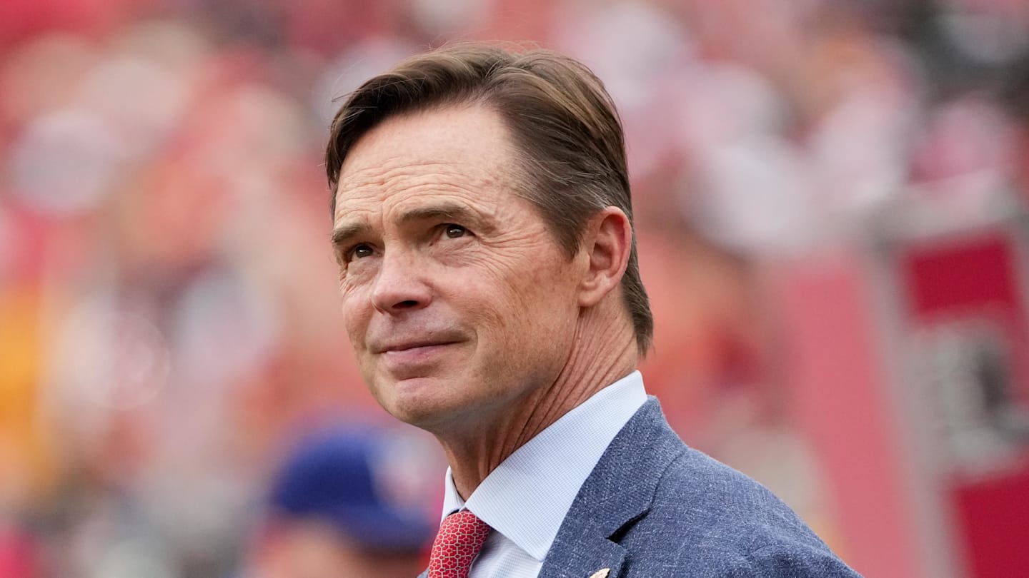 Sep 14, 2025; Kansas City, Missouri, USA; Kansas City Chiefs president Mark Donovan looks on prior to the game against the Philadelphia Eagles at GEHA Field at Arrowhead Stadium. Mandatory Credit: Denny Medley-Imagn Images
