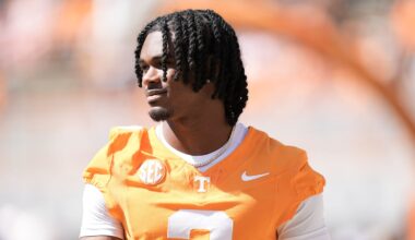 Tennessee defensive back Jermod McCoy (3) before a college football game between Tennessee and UAB at Neyland Stadium in Knoxville, Tenn., on Sept. 20, 2025.