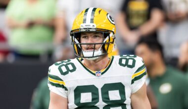 Oct 19, 2025; Glendale, Arizona, USA; Green Bay Packers tight end Luke Musgrave (88) against the Arizona Cardinals at State Farm Stadium. Mandatory Credit: Mark J. Rebilas-Imagn Images