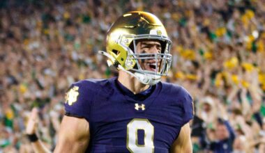 Notre Dame tight end Eli Raridon
