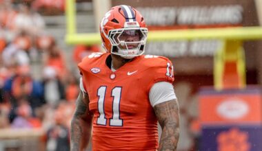 Clemson defensive lineman Peter Woods (11) during the second quarter at Memorial Stadium in Clemson, S.C. Saturday, September 6, 2025.