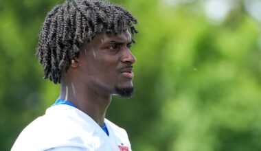 Detroit Lions cornerback Ennis Rakestraw Jr. (9) walks off the field after practice during OTA at Meijer Performance Center in Allen Park on Friday, May 30, 2025.