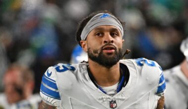 Nov 16, 2025; Philadelphia, Pennsylvania, USA; Detroit Lions cornerback Avonte Maddox (29) runs off the field at halftime against the Philadelphia Eagles at Lincoln Financial Field. Mandatory Credit: Eric Hartline-Imagn Images