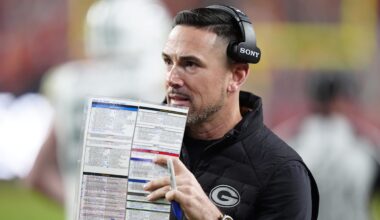 Green Bay Packers head coach Matt Lafleur stands on the sidelines during the fourth quarter against the Denver Broncos at Empower Field at Mile High.