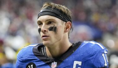 Indianapolis Colts wide receiver Alec Pierce looks on