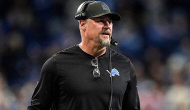 Detroit Lions head coach Dan Campbell reacts to a play against the Pittsburgh Steelers during the second half at Ford Field in Detroit on Sunday, Dec. 21, 2025.