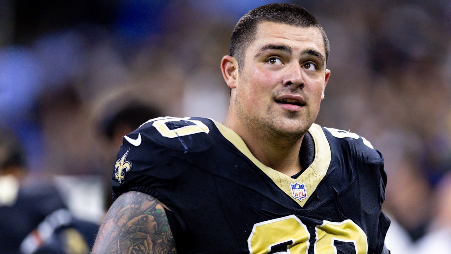 Aug 27, 2023; New Orleans, Louisiana, USA; New Orleans Saints defensive tackle Bryan Bresee (90) looks on against the Houston Texans during the first half at the Caesars Superdome. Mandatory Credit: Stephen Lew-Imagn Images