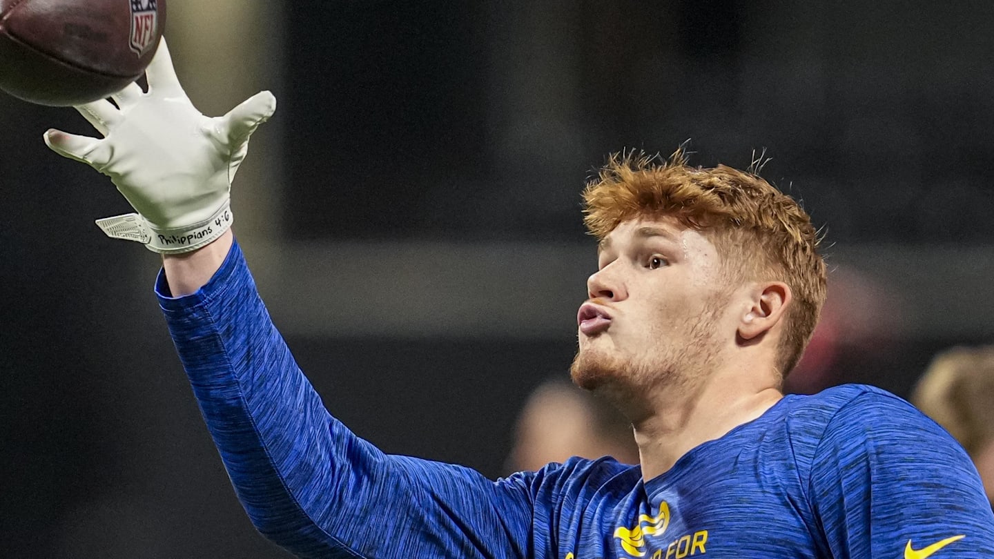 Los Angeles Rams tight end Terrance Ferguson (18). Mandatory Credit: Dale Zanine-Imagn Images