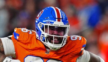 Denver Broncos defensive end Eyioma Uwazurike