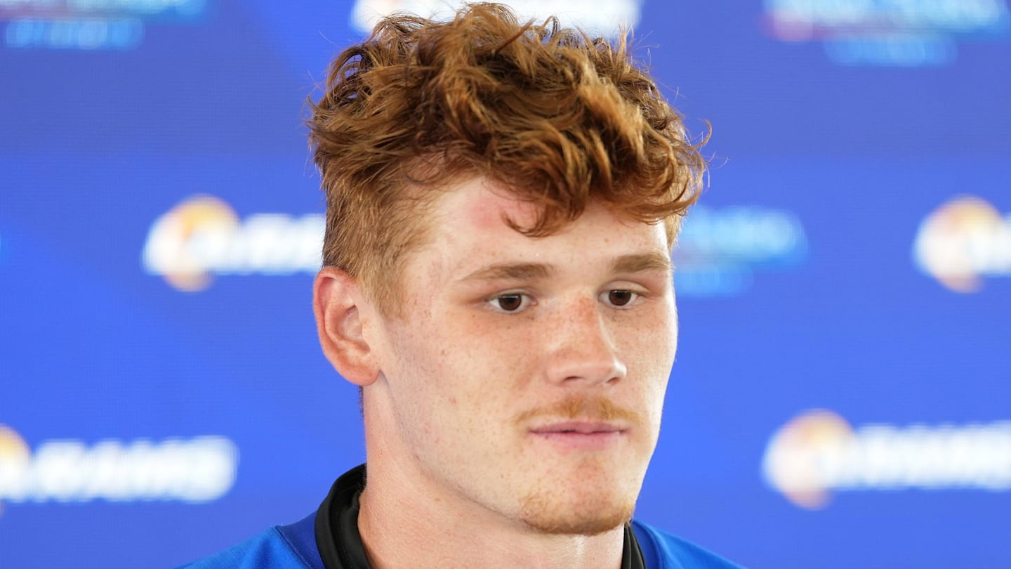 Los Angeles Rams tight end Terrance Ferguson (18). Mandatory Credit: Kirby Lee-Imagn Images