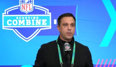 Feb 27, 2024; Indianapolis, IN, USA; Kansas City Chiefs general manager Brett Veach speaks during a press conference at the NFL Scouting Combine at Indiana Convention Center. Mandatory Credit: Kirby Lee-Imagn Images