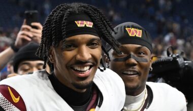 Washington Commanders quarterback Jayden Daniels and wide receiver Terry McLaurin
