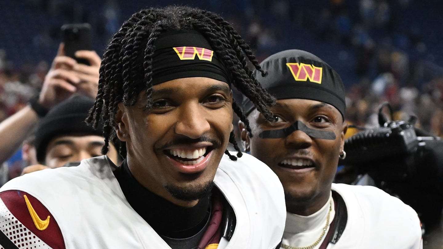 Washington Commanders quarterback Jayden Daniels and wide receiver Terry McLaurin