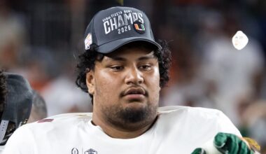 Miami Hurricanes offensive lineman Francis Mauigoa