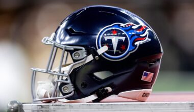 Aug 25, 2024; New Orleans, Louisiana, USA;  Detailed view of the Tennessee Titans helmet against the New Orleans Saints during the first half at Caesars Superdome. Mandatory Credit: Stephen Lew-Imagn Images