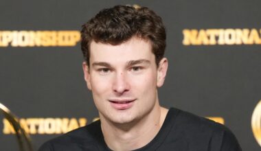 Former Indiana Hoosiers quarterback Fernando Mendoza speaks to the media after the College Football Playoff National Championship game.