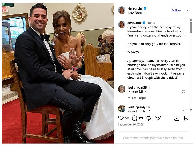 Trolls returned to an anniversary post Russini dedicated to husband Kevin Goldschmidt