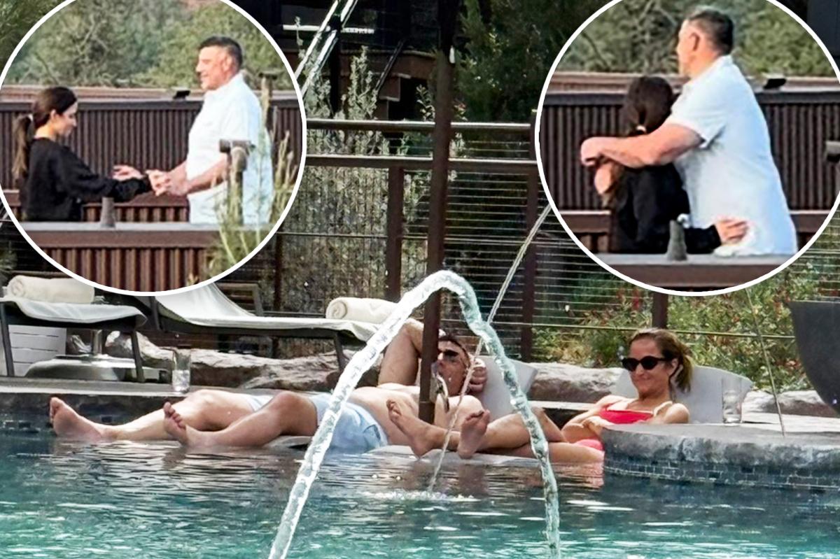 New England Patriots’ Mike Vrabel and top NY Times NFL reporter Dianna Russini hold hands and hug at luxury hotel