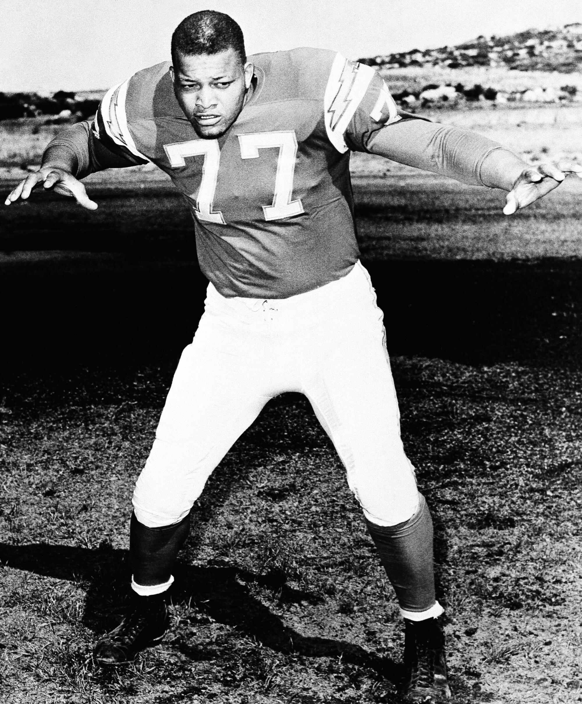 Ernie Ladd, seen here in action for the San Diego Chargers, on Oct. 29, 1963.