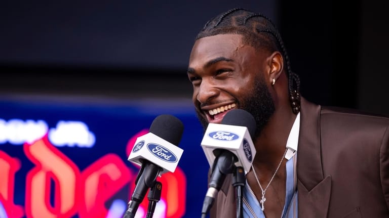Houston Texans defensive end Will Anderson Jr. speaks during an...
