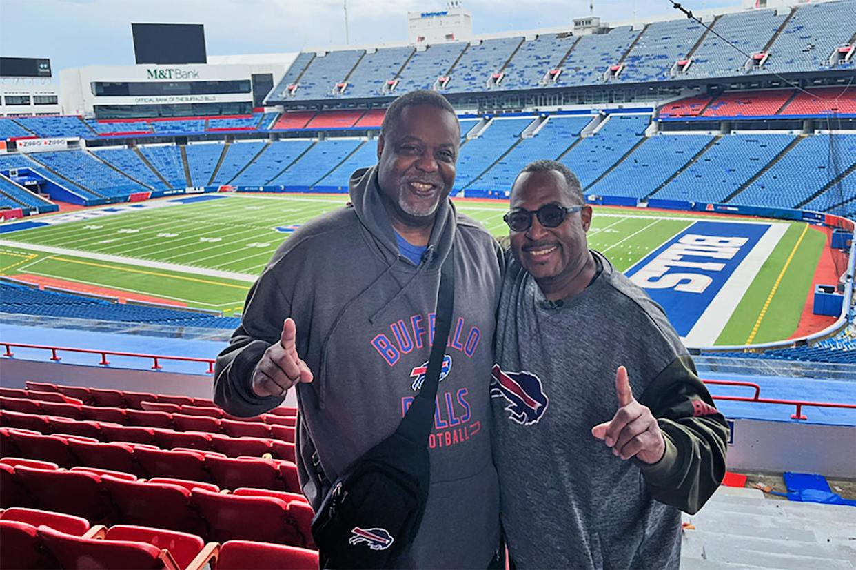 Longtime season ticket holders Rich Peterson and Derrick Norman. (Sam Siegel / NBC News)