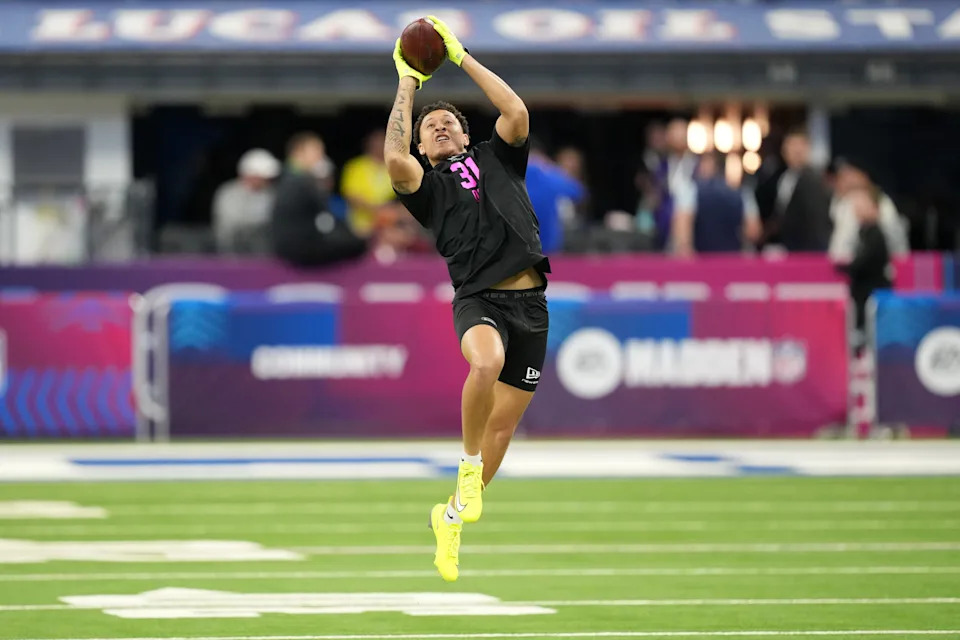 Feb 27, 2026; Indianapolis, IN, USA; Clemson defensive back Avieon Terrell (DB31) during the NFL Scouting Combine at Lucas Oil Stadium. Mandatory Credit: Kirby Lee-Imagn Images