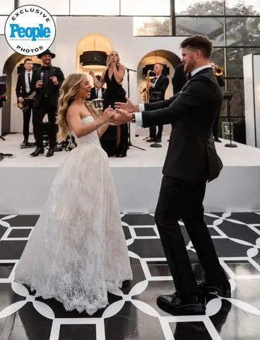 Katie Hoofnagle and Sam Darnold dancing at their receptionCredit: Stephanie Lynn | @stephanielynn.co