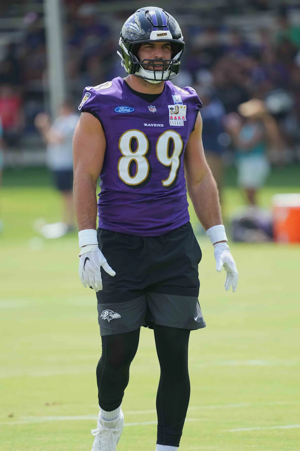 Jul 23, 2025; Owings Mills, MD, USA; Baltimore Ravens tight end Mark Andrews (89) during practice at the Under Armour Performance Center. Mandatory Credit: Mitch Stringer-Imagn Images