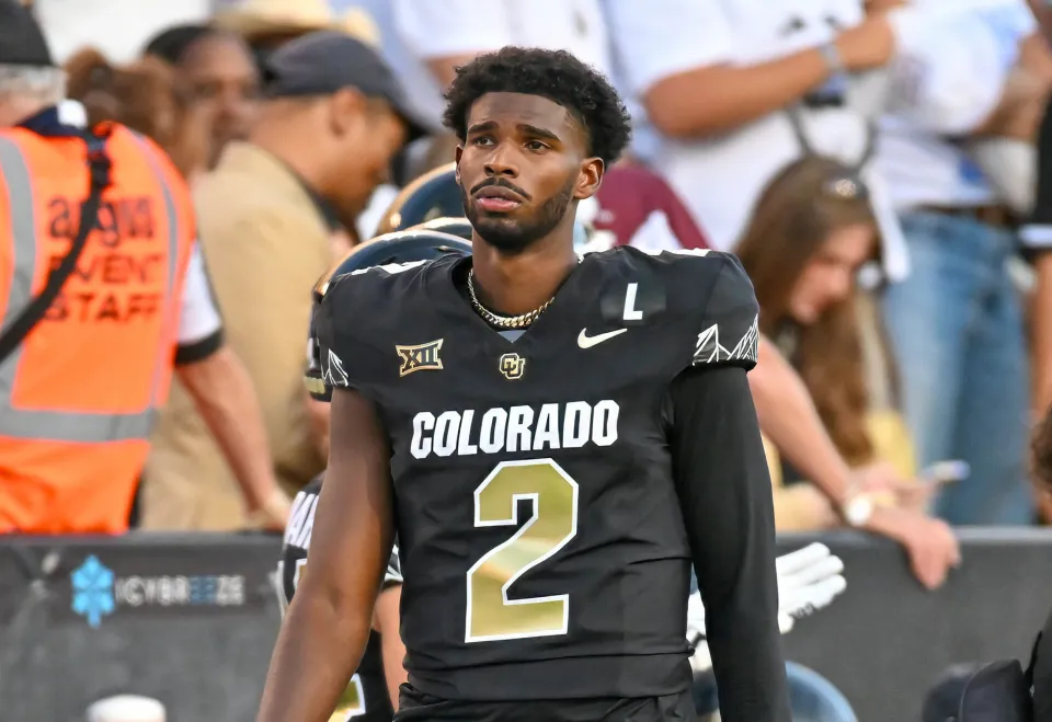 Colorado quarterback Shedeur Sanders (2) on the sidelines during the college football game between the North Dakota State Bison and the Colorado Buffaloes on August 29, 2024