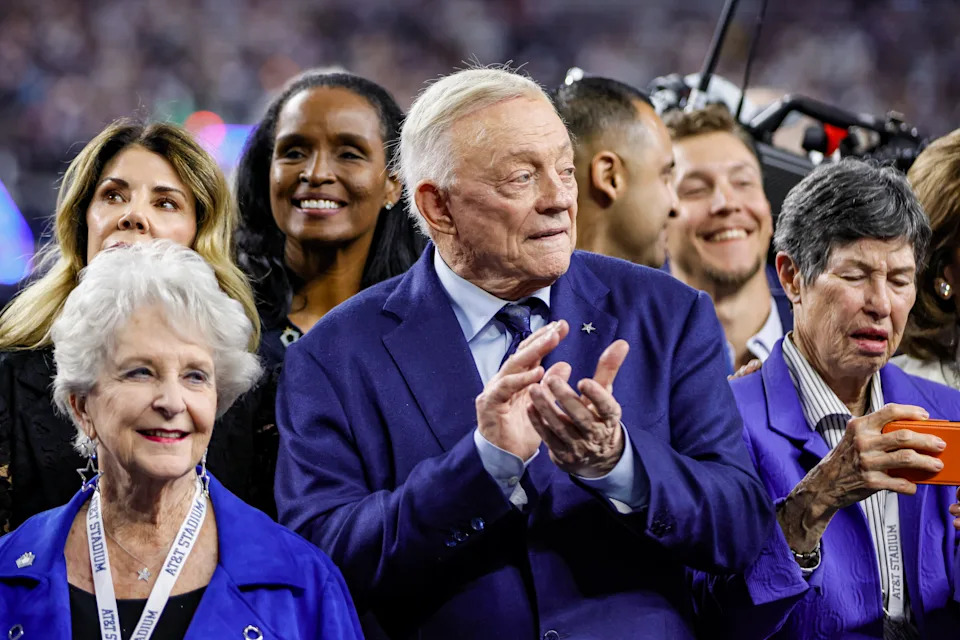 ARLINGTON, TX - NOVEMBER 03: Dallas Cowboys owner and GM Jerry Jones poses for a picture before the game between the Dallas Cowboys and the Arizona Cardinals on November 03, 2025 at AT&T Stadium in Arlington, Texas. (Photo by Matthew Pearce/Icon Sportswire via Getty Images)