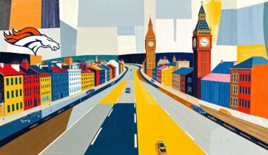 A cubist-style painting featuring fragmented, geometric shapes in shades of blue, orange, and green, conceptually representing the logistical challenges and multi-faceted nature of an NFL team