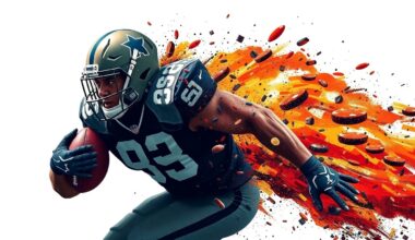 A fractured, multi-perspective painting depicting the explosive movements and impact of a football linebacker, broken down into sharp, overlapping geometric planes in a cubist style.