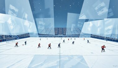 A fractured, geometric painting depicting a snowy football field with players in sharp, overlapping planes, conceptually representing the pivotal moment that decided the Broncos