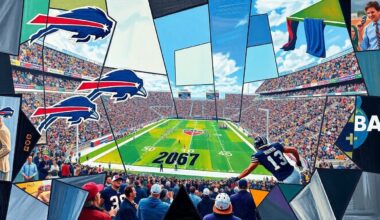 A fragmented, geometric painting depicting a football game, with the players and field broken down into sharp, overlapping shapes and planes, conceptually representing the complex analysis of quarterback skills in the NFL.