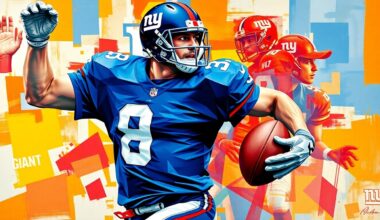 A cubist, geometric illustration depicting a football player