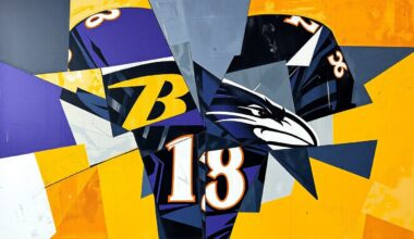 A cubist-style painting featuring fragmented geometric shapes in the Ravens