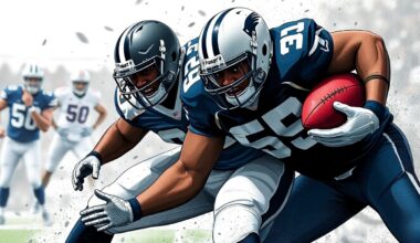 A fractured, multi-perspective painting in the cubist style, breaking down the movements and physicality of a dominant defensive tackle into sharp, overlapping geometric planes and forms, conveying the raw power and energy of Lee