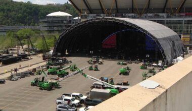 Video and audio testing underway on the NFL Draft stage