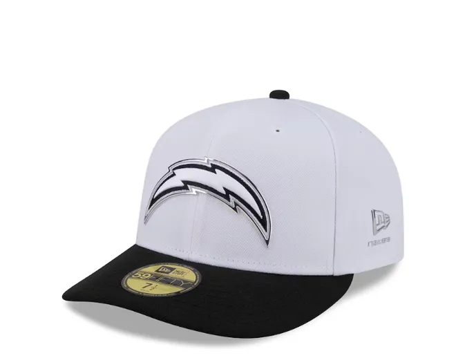 Men's New Era White/Black Los Angeles Chargers 2026 NFL Draft Pre-Curved 59FIFTY Fitted Hat