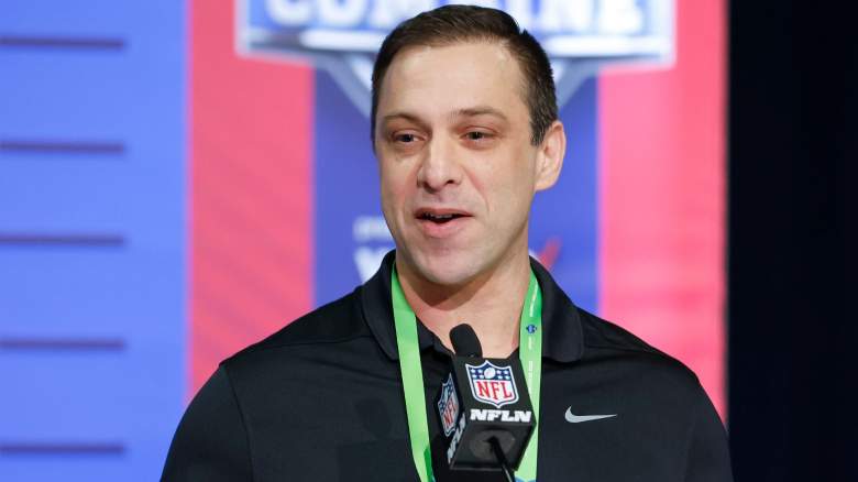 rett Veach, general manager of the Kansas City Chiefs speaks to reporters during the NFL Draft Combine at the Indiana Convention Center on March 1, 2022