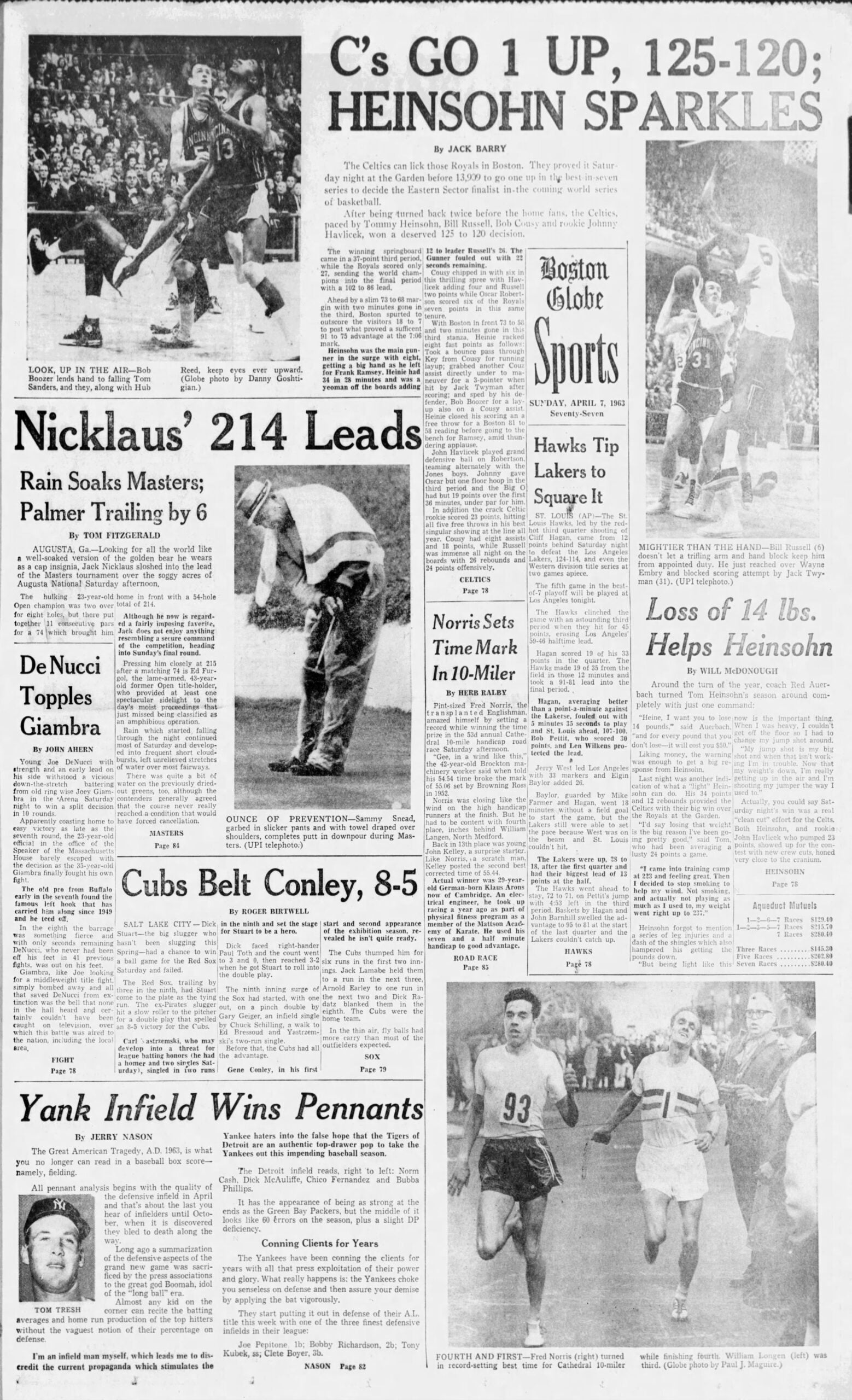 Celtics Tommy Heinsohn playoffs Globe sports 1963