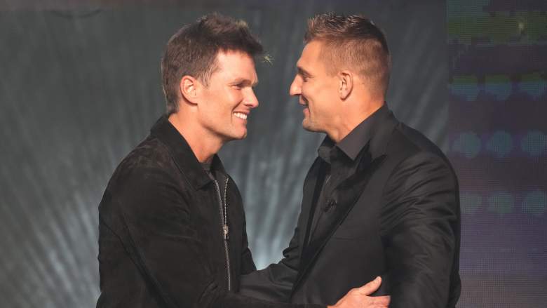 Tom Brady and Rob Gronkowski share a moment onstage at the 2021 Sports Illustrated Awards