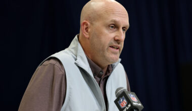 INDIANAPOLIS, INDIANA - FEBRUARY 25: General manager Monti Ossenfort of the Arizona Cardinals speak...