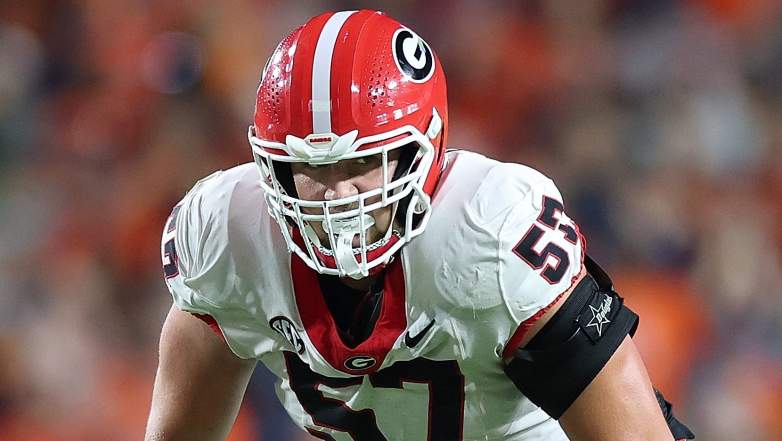 Monroe Freeling #57 could struggle if picked by the Cleveland Browns at No. 6.