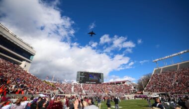 Skydiver rescued after getting stuck on scoreboard at Virginia Tech spring game