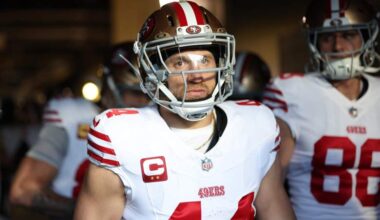 San Francisco 49ers full back Kyle Juszczyk during an NFL game.